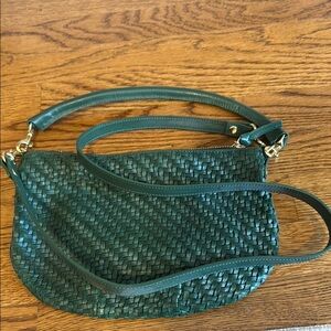 Clare V Green Woven Leather Bag. Can be used with either strap